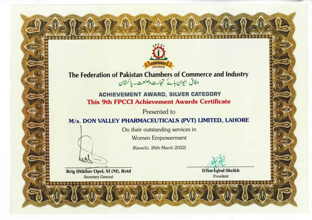 FPCCI Achievement Award - Don Valley Pharmaceuticals